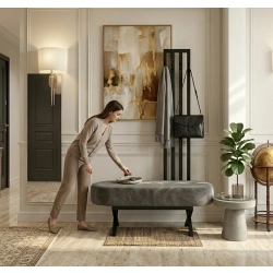 Ławka Do Przedpokoju Z Wieszakiem Metalowa Siedzisko Tapicerowane Stal LMW-4